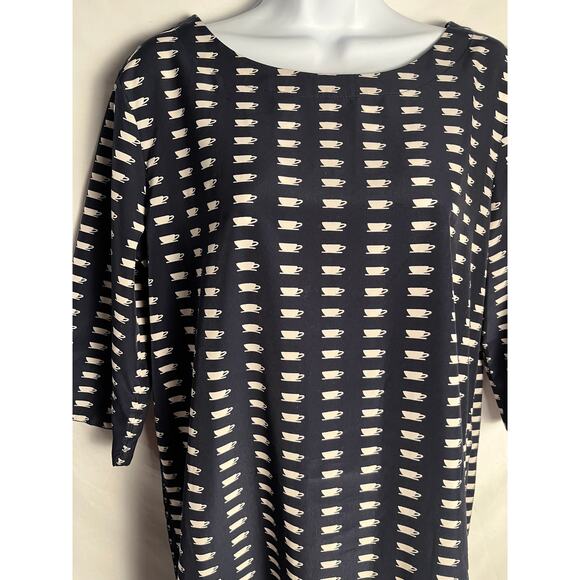 Gap Designed & Crafted Novelty Print Shift Dress Black Cream Size Medium - Picture 2 of 8